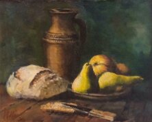 Fruits et cruche huile sur toile 22 x 27 cm Disponible 350€