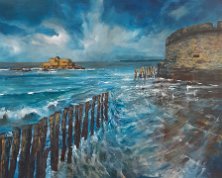 ST Malo les remparts Huile sur toile 50 x 60 cm. Disponible