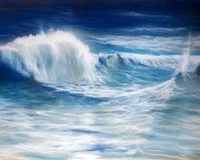 Vague et ressac Pastel 30 x 40 cm Vendu