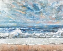 vagues à Damgan Huile sur toile 21 x 30cm Vendu