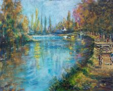 Le long du canal Huile sur toile 50x 40 cm ®