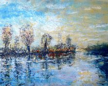 Le petit Rhone au 1er Janvier Huile sur toile 30x 40 cm