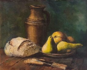 Fruits et cruche huile sur toile 22 x 27 cm Disponible 350€
