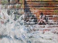 Si bas qu'elle sent le gout de l'amer Huile sur toile 30cm x30cm Réservé