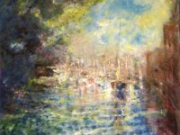 le vieux port à la Roche Bernard Grand prix du concours national "du figuratif à l'abstrait " 2017 Huile sur toile ,80x60cm disponible