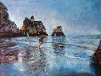 Galop sur la plage Huile sur toile 54 X 65 cm Disponible